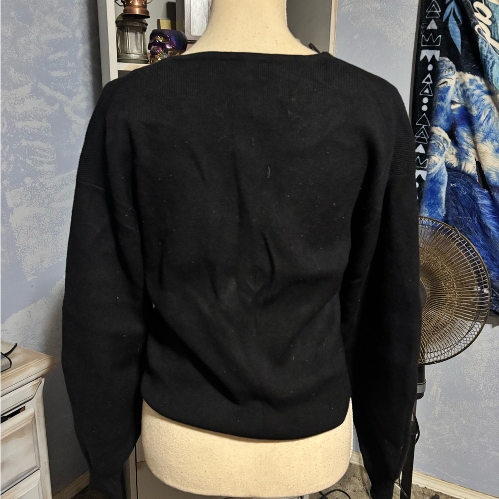 Dynamite Black V-Neck Sweater balloon sleeve xs - Picture 8 of 12